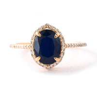 2.58 Ct Oval Mixed Cut Natural Sapphire 14K Gold Ring