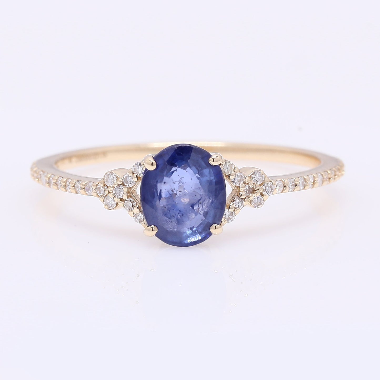 1.14 Ct Oval Mixed Cut Natural Sapphire 14K Gold Ring