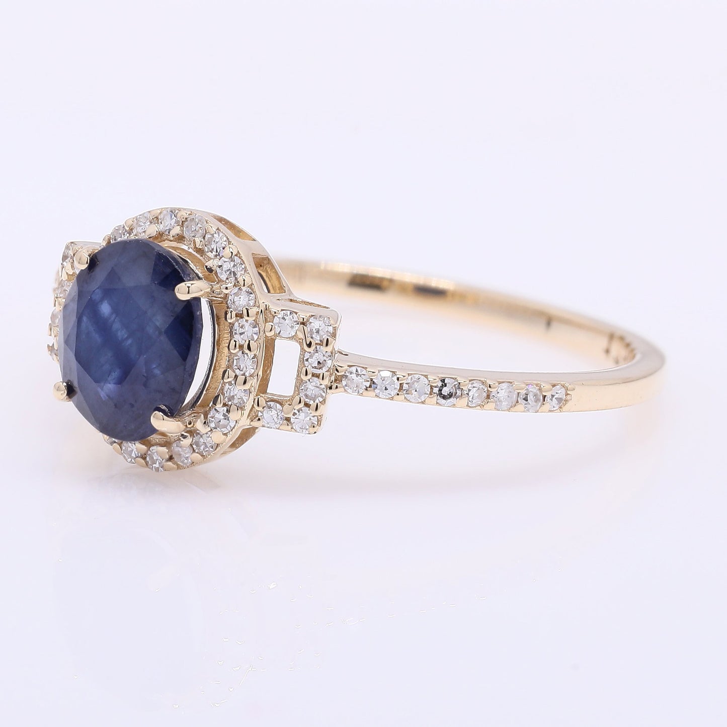 1.40 Ct Oval Mixed Cut Natural Sapphire 14K Gold Ring