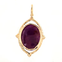 13.15 Ct Oval Cabochon Natural Corundum Ruby 14K Gold Pendant