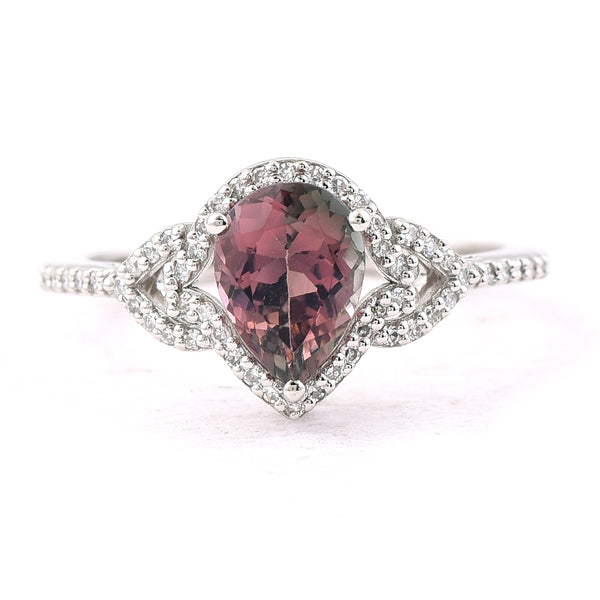 1.43 Ct Pear Mixed Cut Natural Tourmaline 950 Platinum Ring