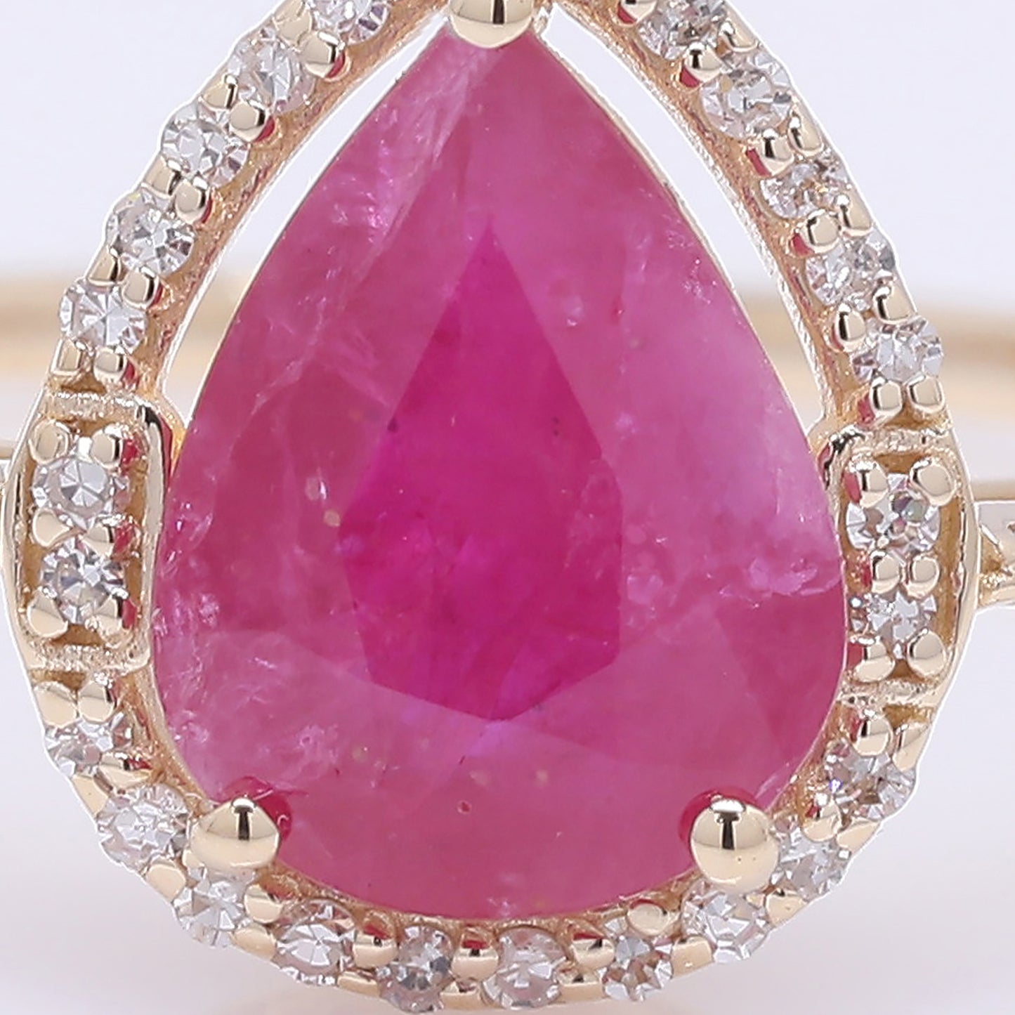 2.05 Ct Pear Mixed Cut Natural Ruby 14K Gold Ring