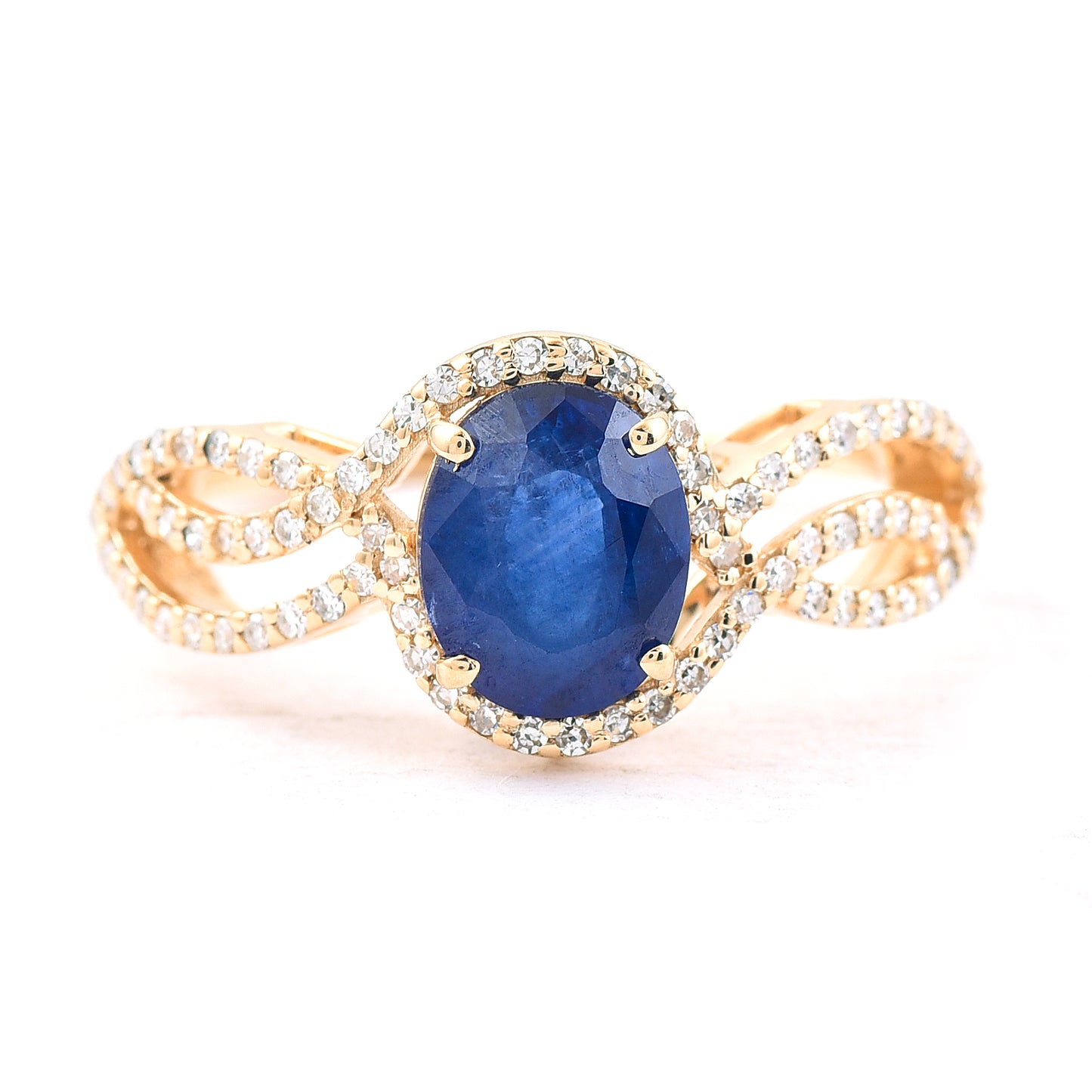 2.04 Ct Oval Mixed Cut Natural Sapphire 14K Gold Ring