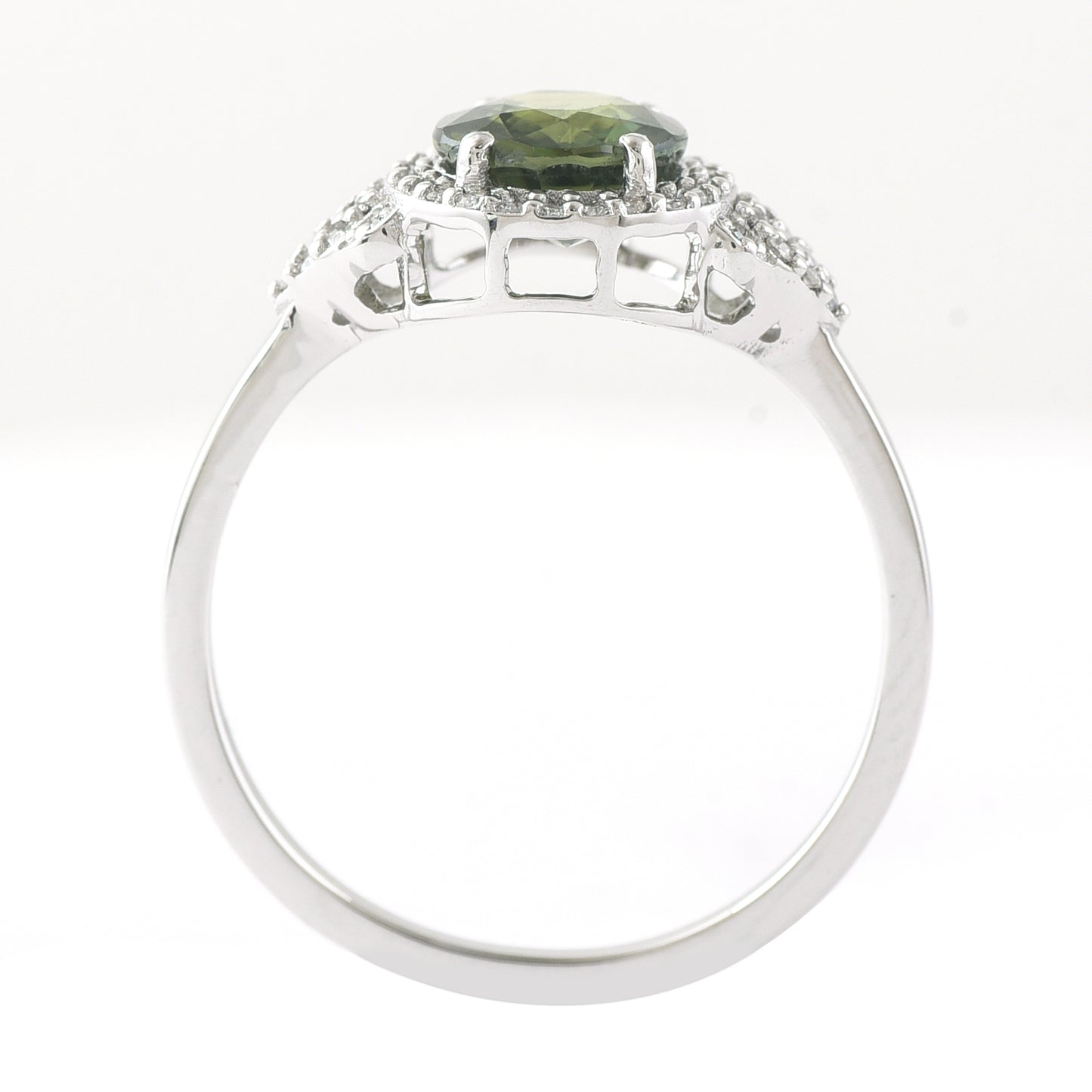 1.62 Ct Oval Mixed Cut Natural Green Sapphire 950 Platinum Ring