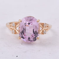 5.68 Ct Oval Natural Kunzite 14K Gold Ring