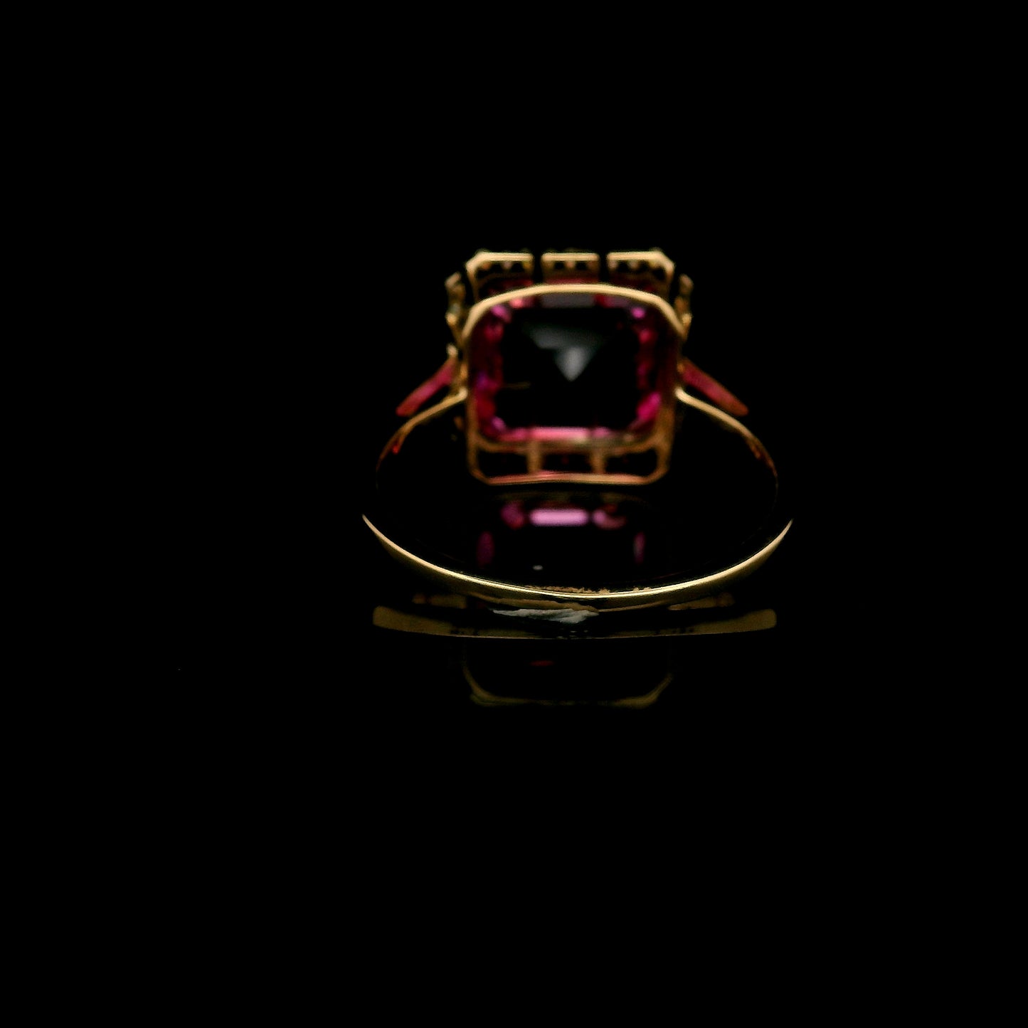 4.71 Ct Square Emerald Cut Lab Grown Pink Sapphire 14K Gold Ring