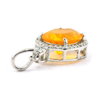 1.82 Ct Oval Mixed Cut Natural Fire Opal 950 Platinum Pendant