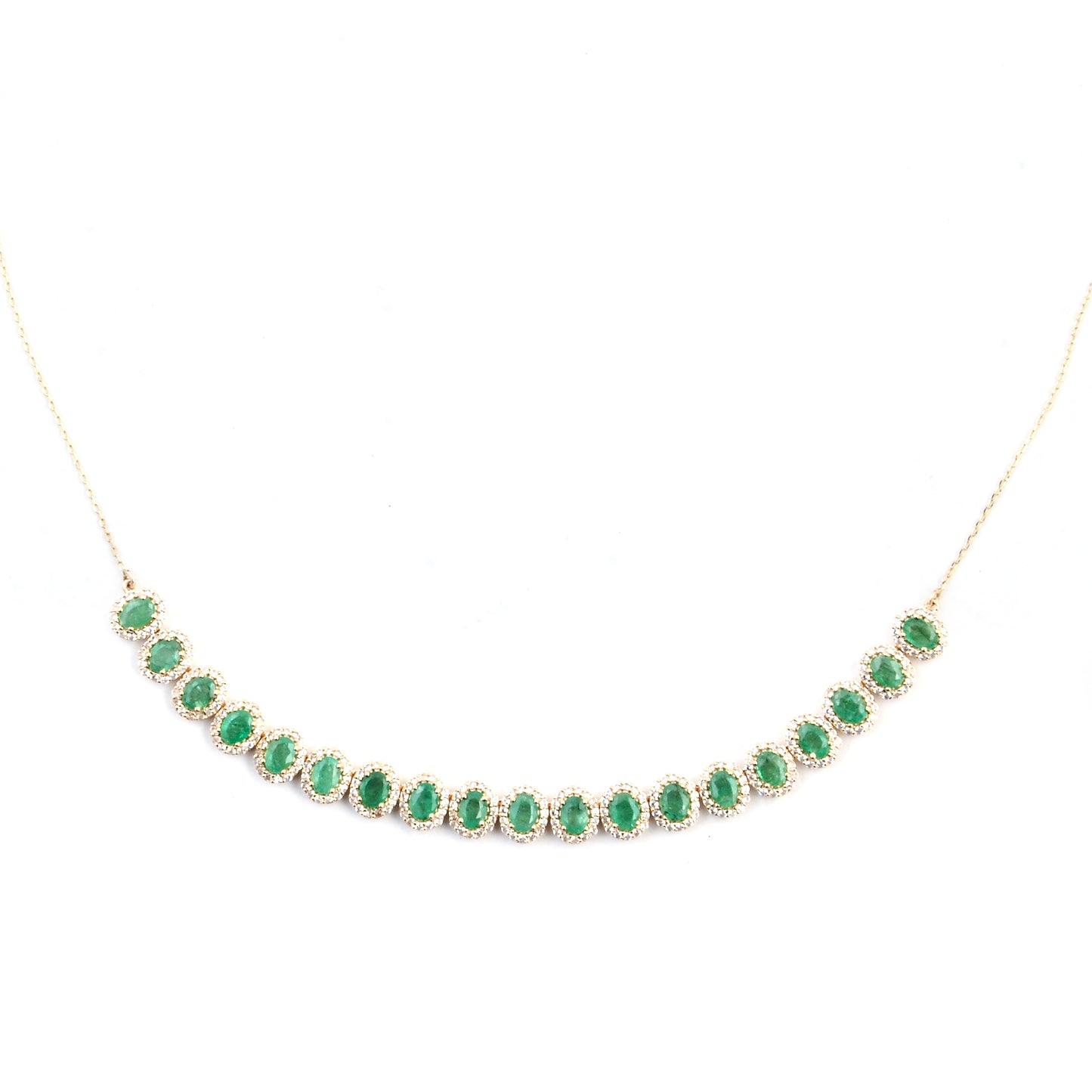 4.16 Ct Oval Emerald 14K Gold Necklace