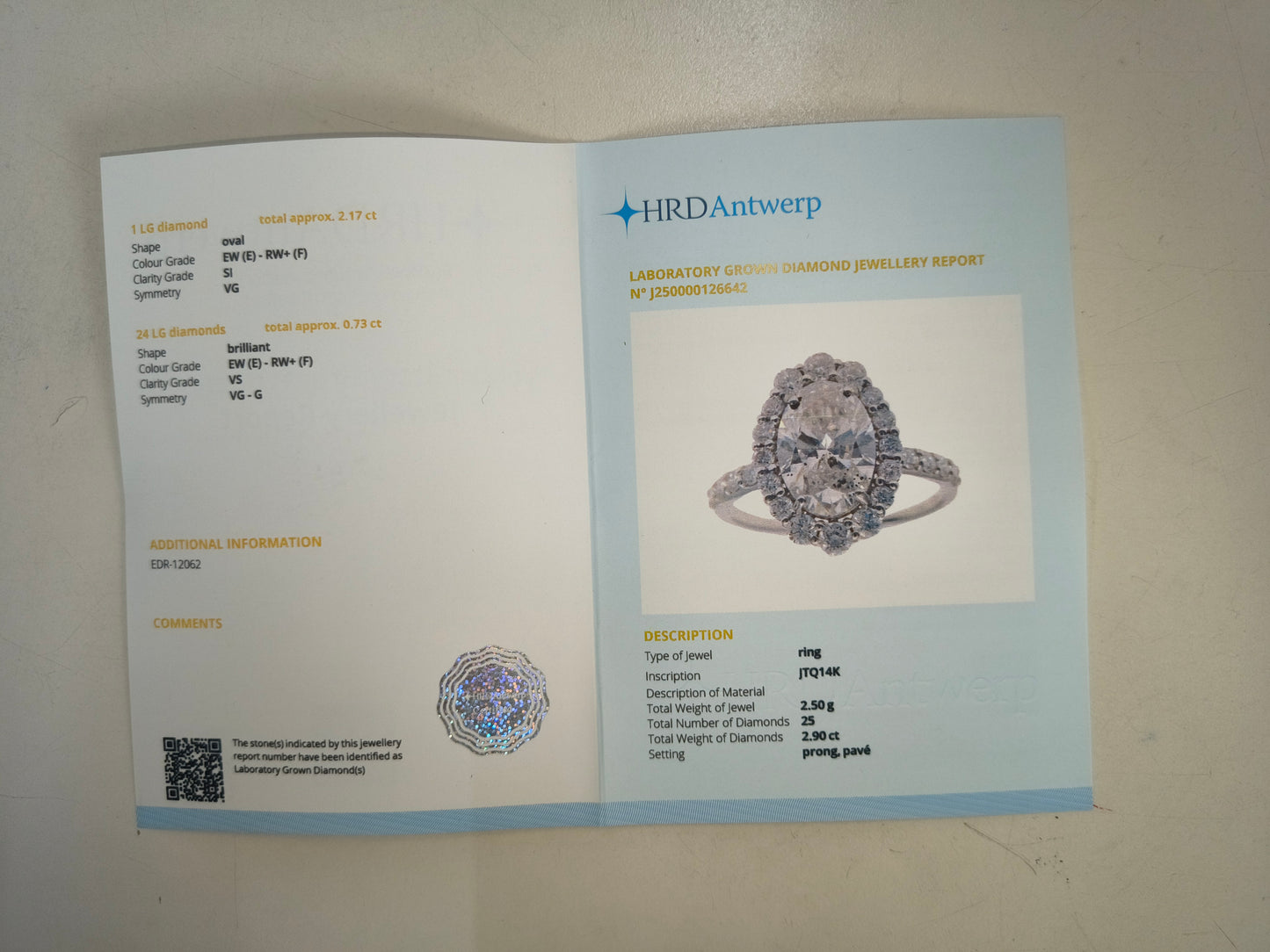 2.90 Carats Lab Grown Diamond 14K Gold Ring