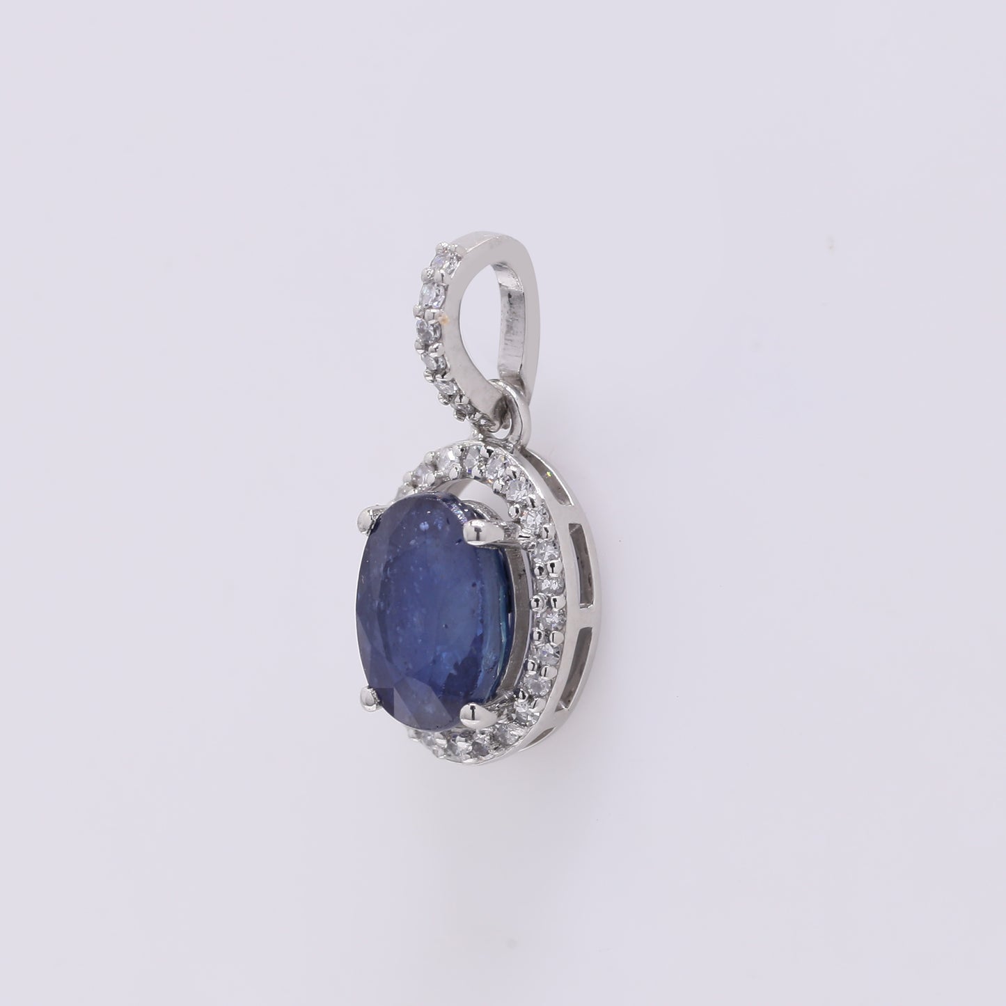 1.47 Ct Oval Mixed Cut Natural Sapphire 950 Platinum Pendant