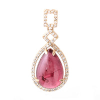 4.58 Ct Pear Cabochon Natural Tourmaline 14K Gold Pendant