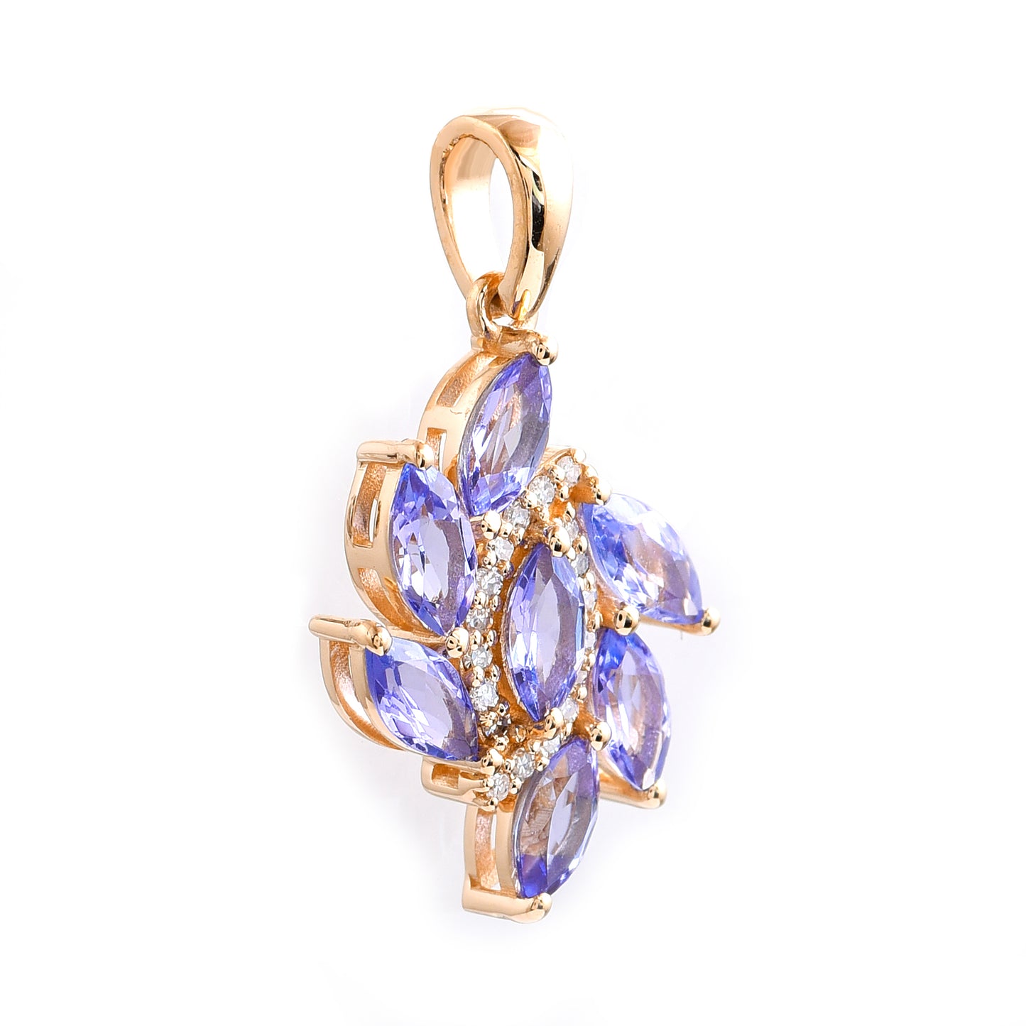 1.12 Ct Marquise Mixed Cut Natural Tanzanite 14K Gold Pendant