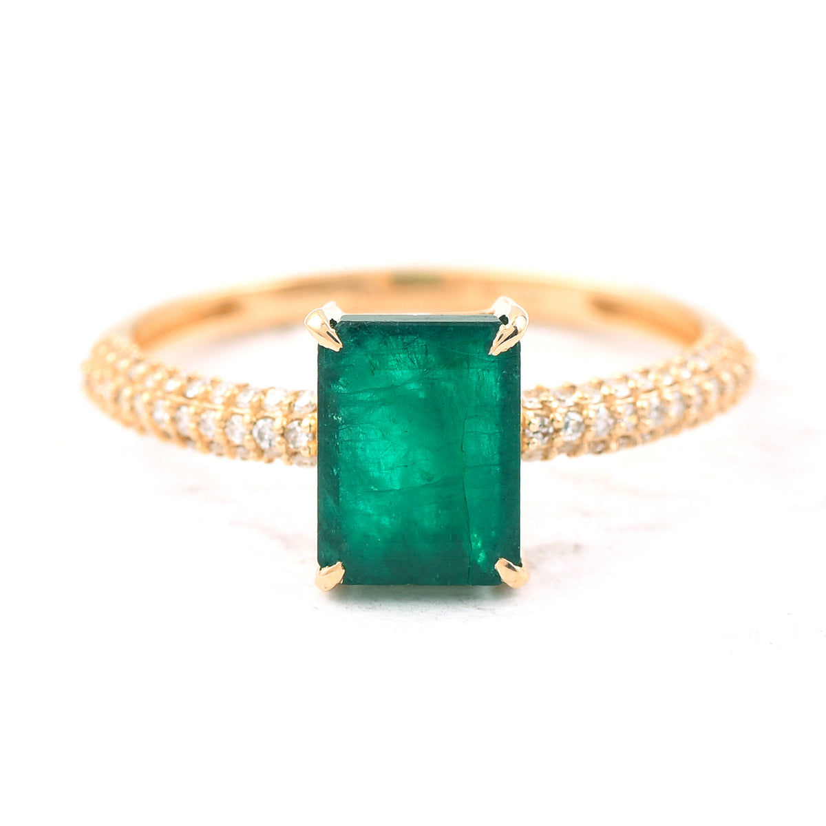 1.72 Ct Octagon Step Cut Natural Emerald 14K Gold Ring