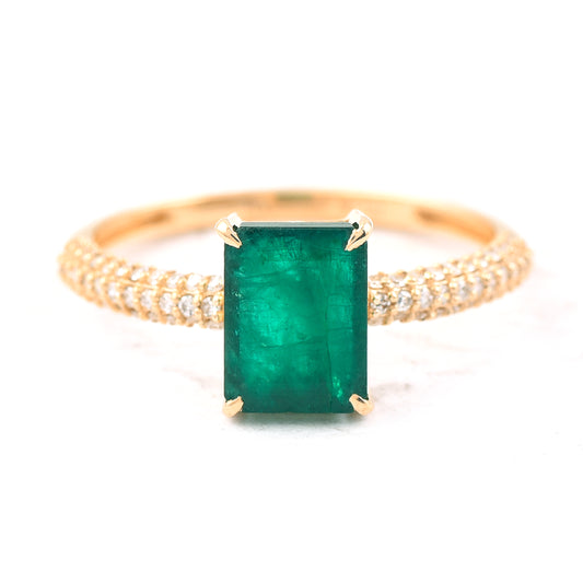 1.72 Ct Octagon Step Cut Natural Emerald 14K Gold Ring