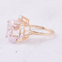 9.05 Ct Cushion Natural Kunzite 14K Gold Ring