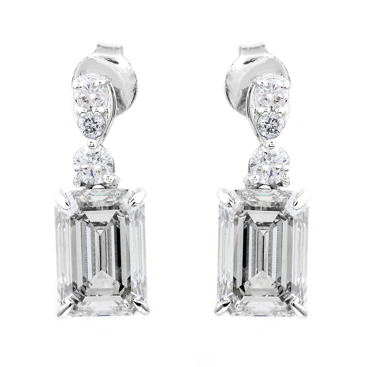 4.36 Ct Octagon Lab Grown Diamond 14K Gold Earrings