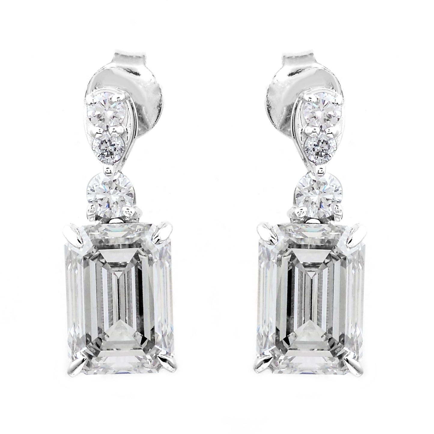 4.36 Ct Octagon Lab Grown Diamond 14K Gold Earrings