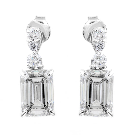 4.36 Ct Octagon Lab Grown Diamond 14K Gold Earrings