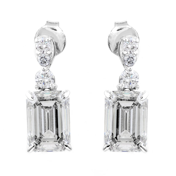 4.36 Ct Octagon Lab Grown Diamond 14K Gold Earrings