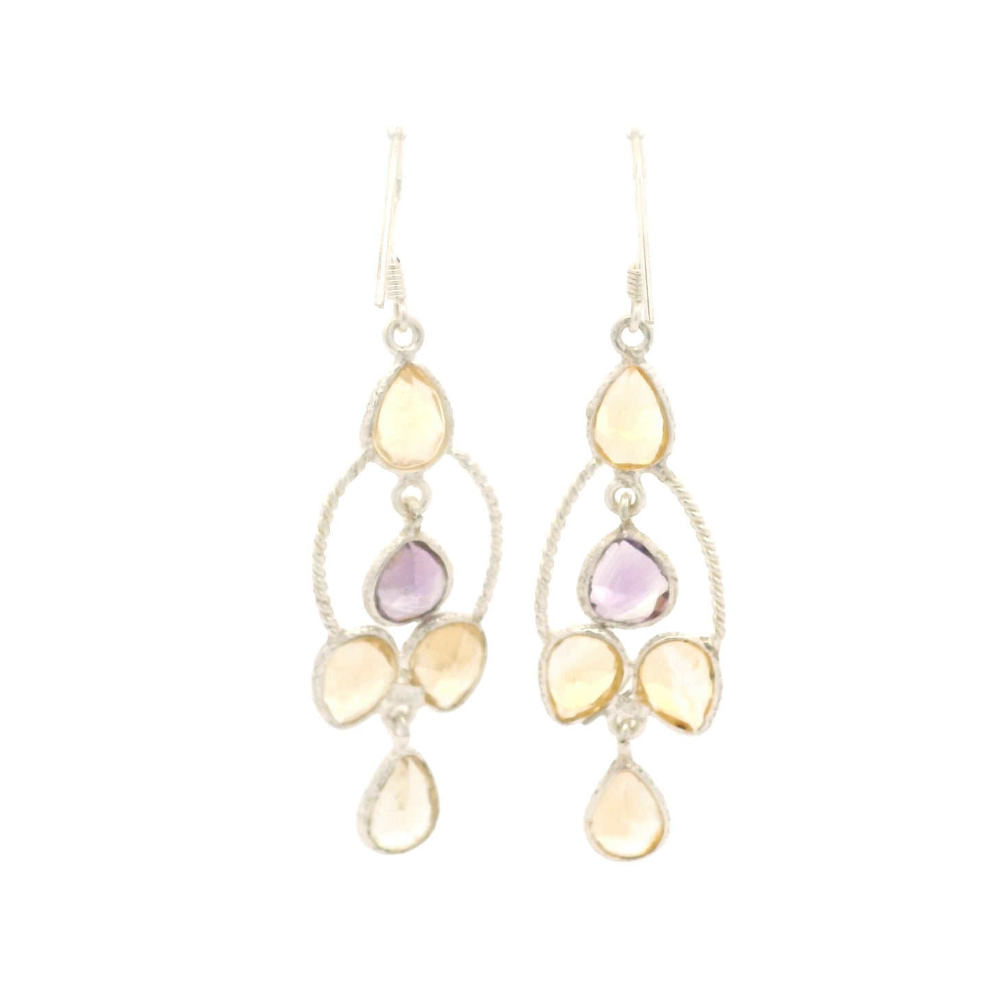 11.45 Ct Citrine, Amethyst 925 Sterling Silver Earrings