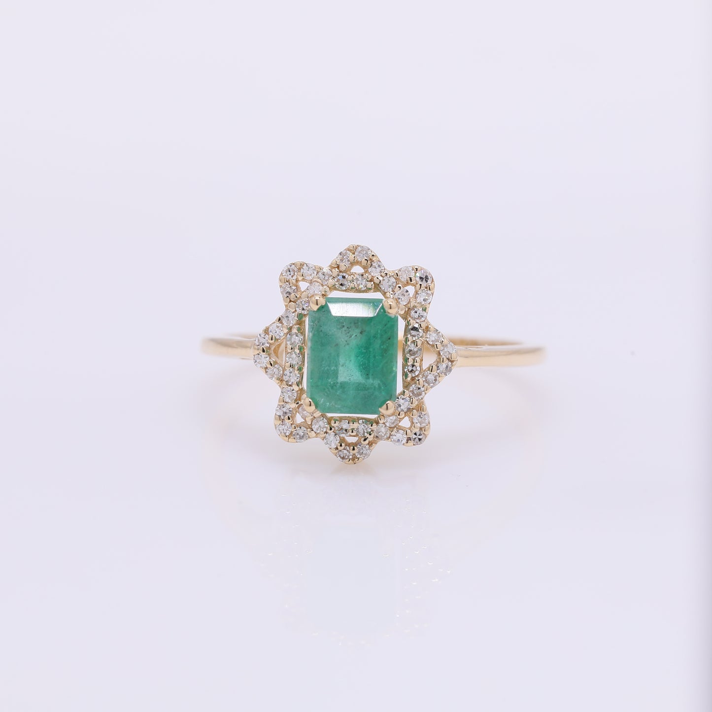 1.19 Ct Octagon Step Cut Natural Emerald 14K Gold Ring