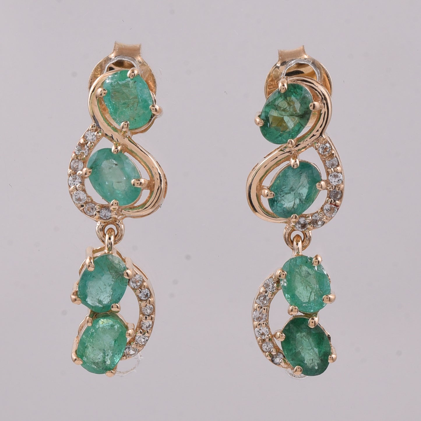 1.32 Ct Oval Natural Emerald 14K Gold Earrings