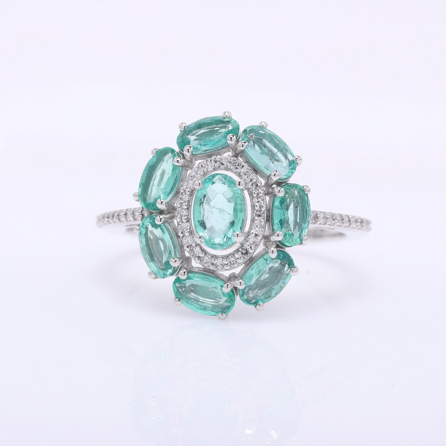 1.89 Ct Oval Mixed Cut Natural Emerald 950 Platinum Ring