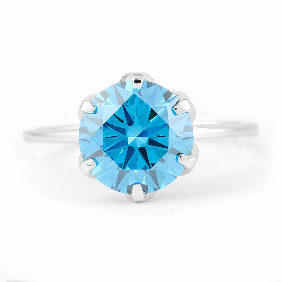 3.00 Carats Blue Lab Grown Diamond 14K Gold Ring