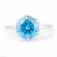 3.00 Carats Blue Lab Grown Diamond 14K Gold Ring