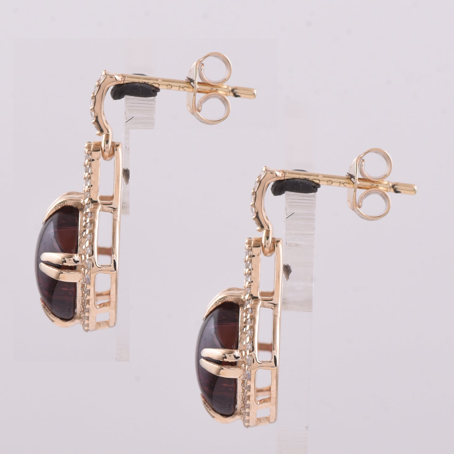 5.59 Ct Cushion Tourmaline 9K Gold Earrings