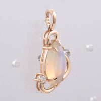 2.28 Ct Marquise Cabochon Cut Natural Opal 14K Gold Pendant