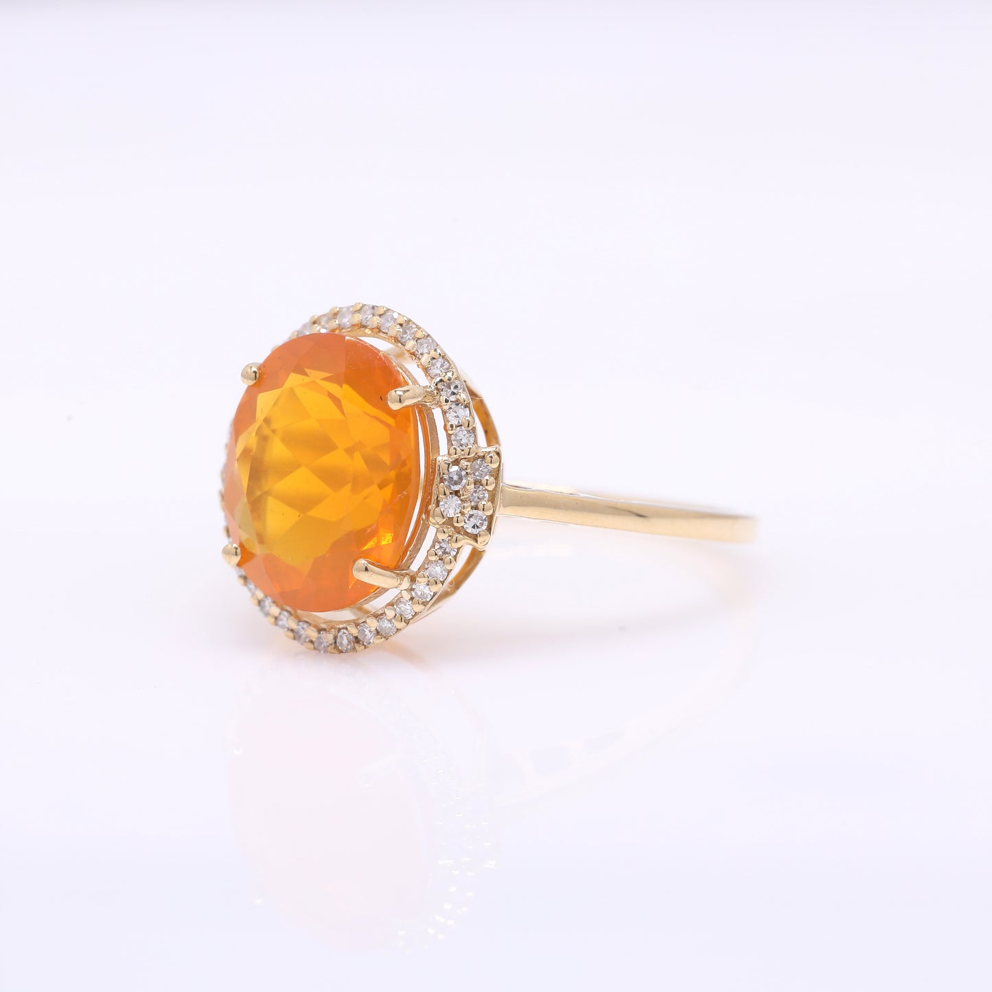 2.72 Ct Oval Mixed Cut Natural Fire Opal 14K Gold Ring