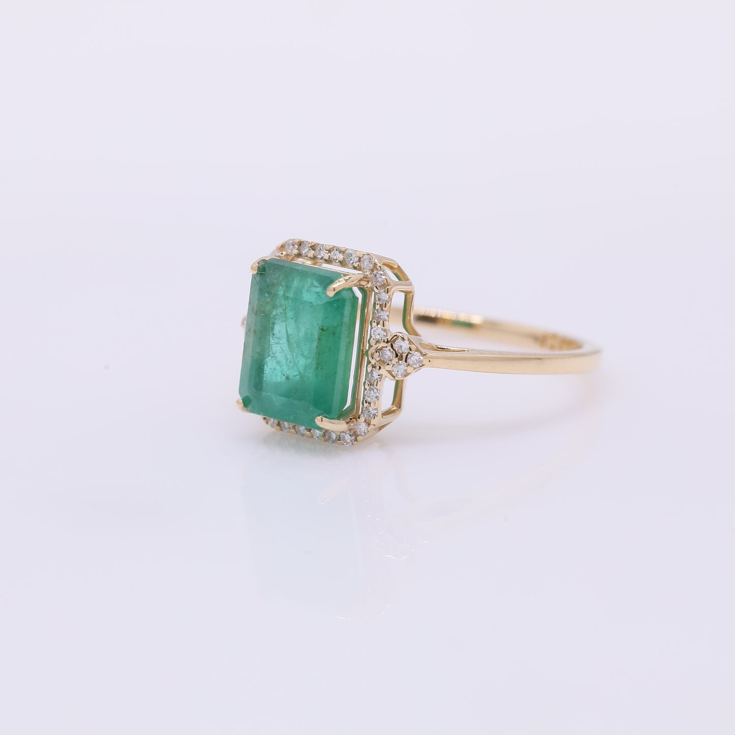 2.83 Ct Octagon Step Cut Natural Emerald 14K Gold Ring