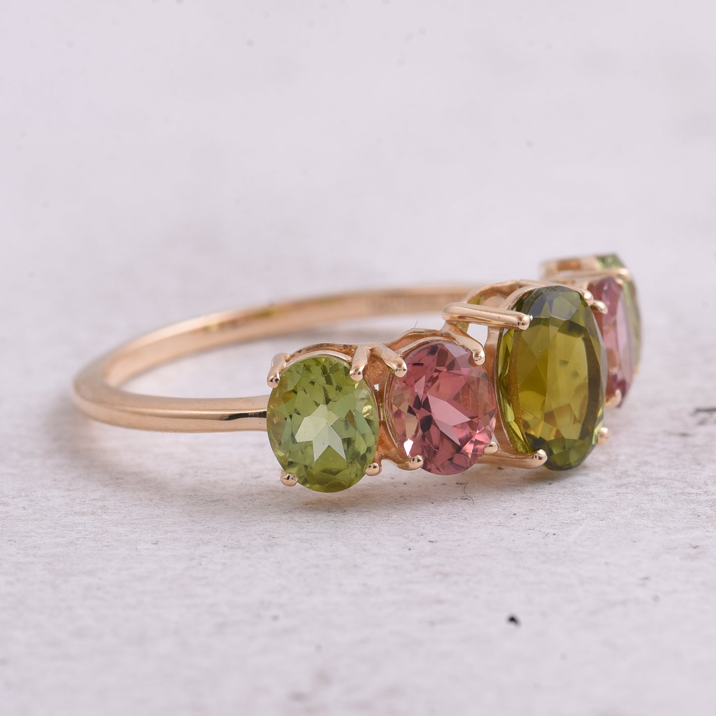 2.53 Ct Oval Natural Multi-Coloured Tourmaline 14K Gold Ring