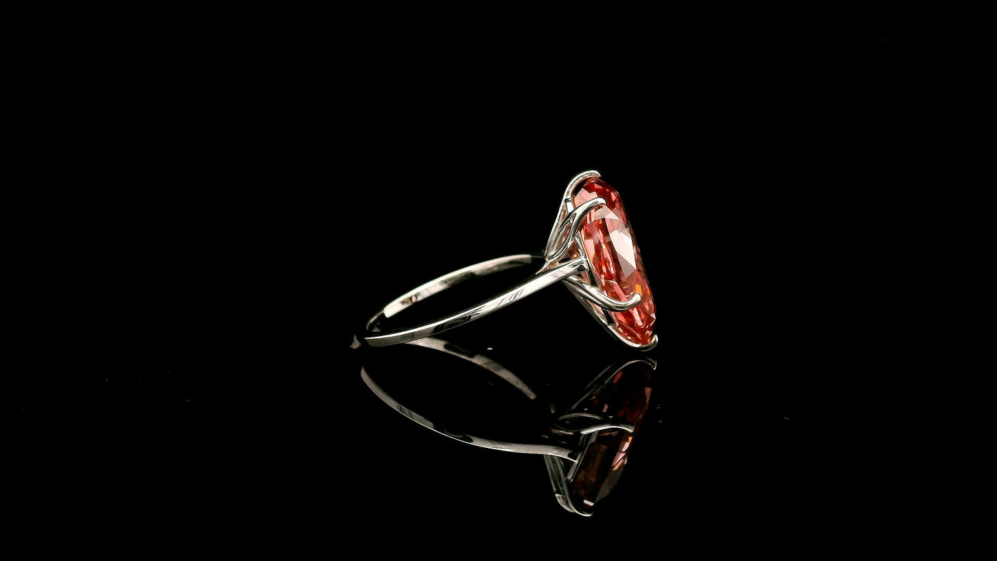 7.09 Carats Pink Lab Grown Diamond 14K Gold Ring