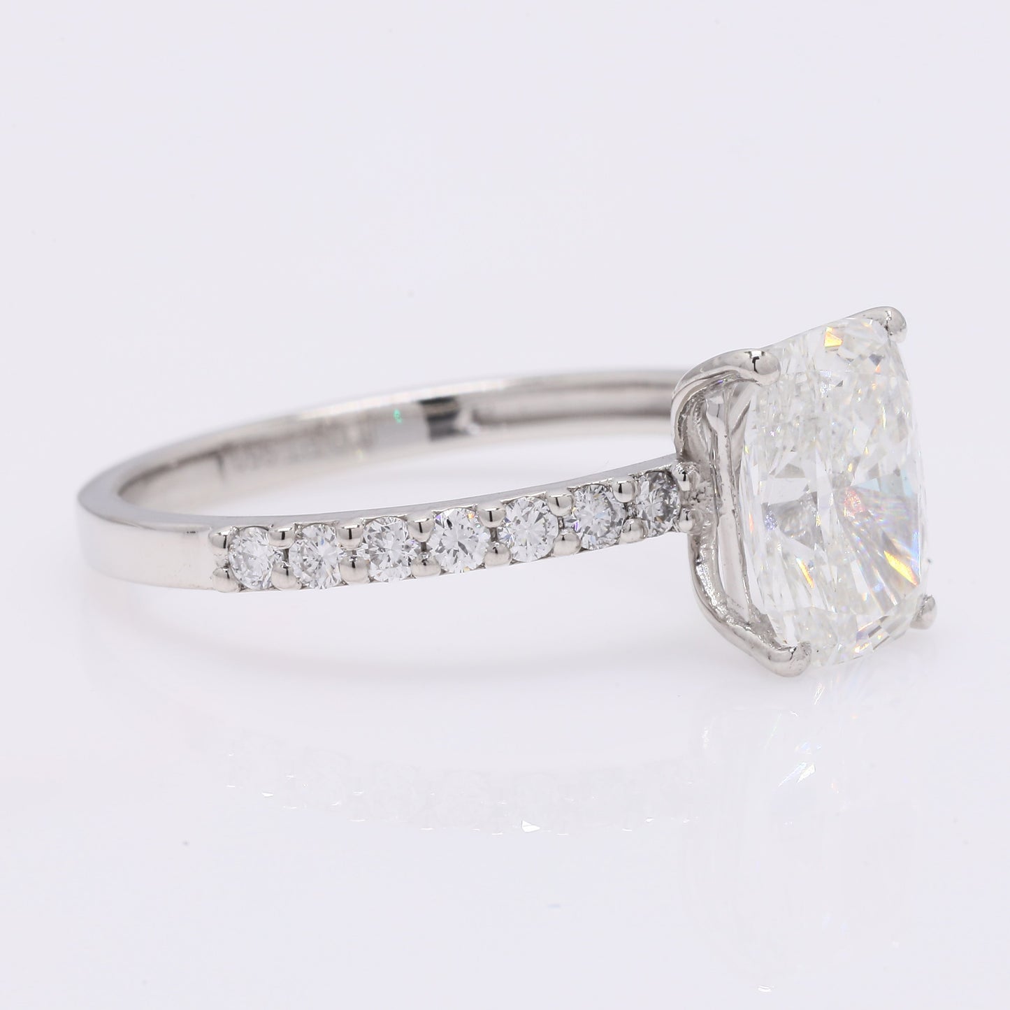 2.16 Ct Cushion Modified Brilliant Lab Grown Diamond 950 Platinum Ring