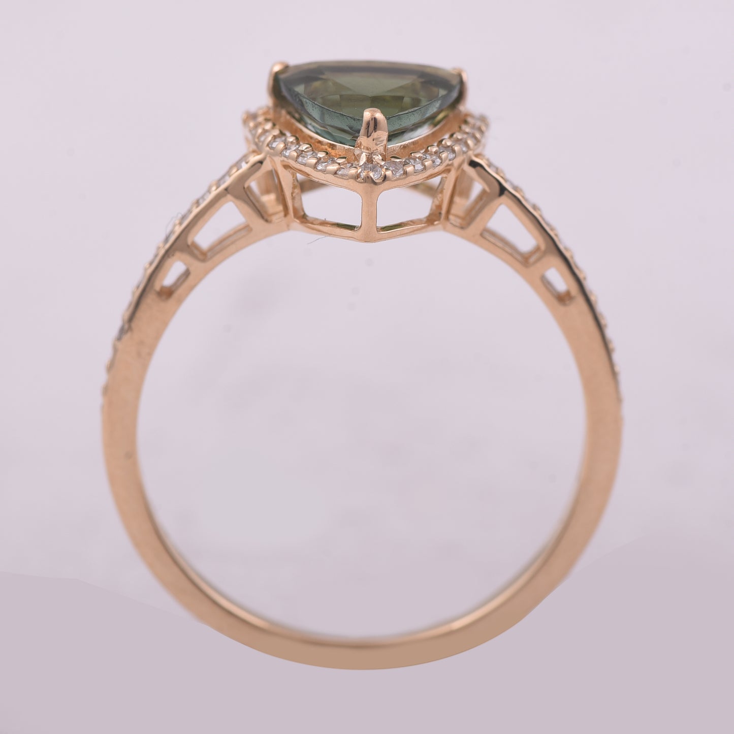 1.31 Ct Triangle Mixed Cut Natural Tourmaline 14K Gold Ring