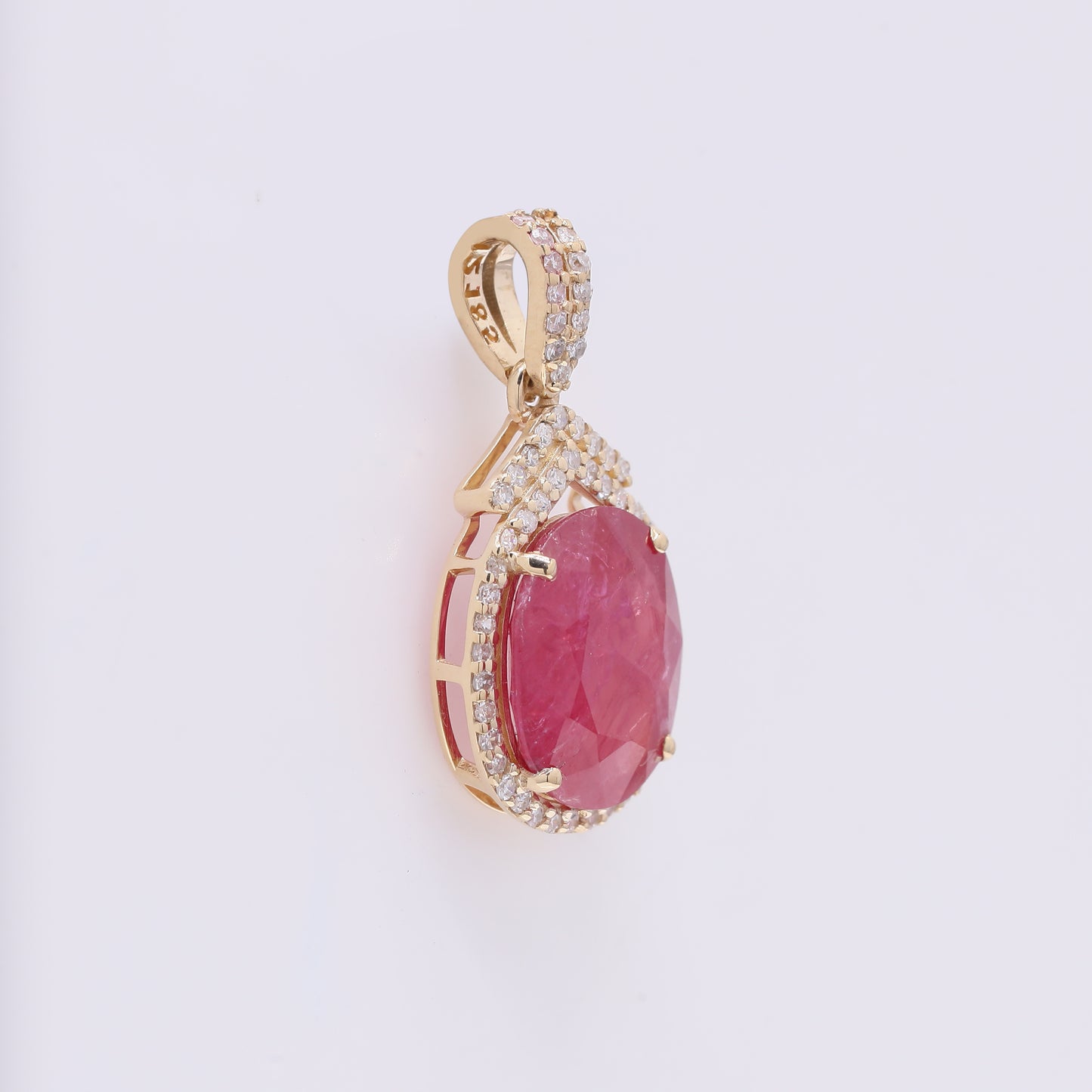 3.79 Ct Oval Mixed Cut Natural Ruby 14K Gold Pendant