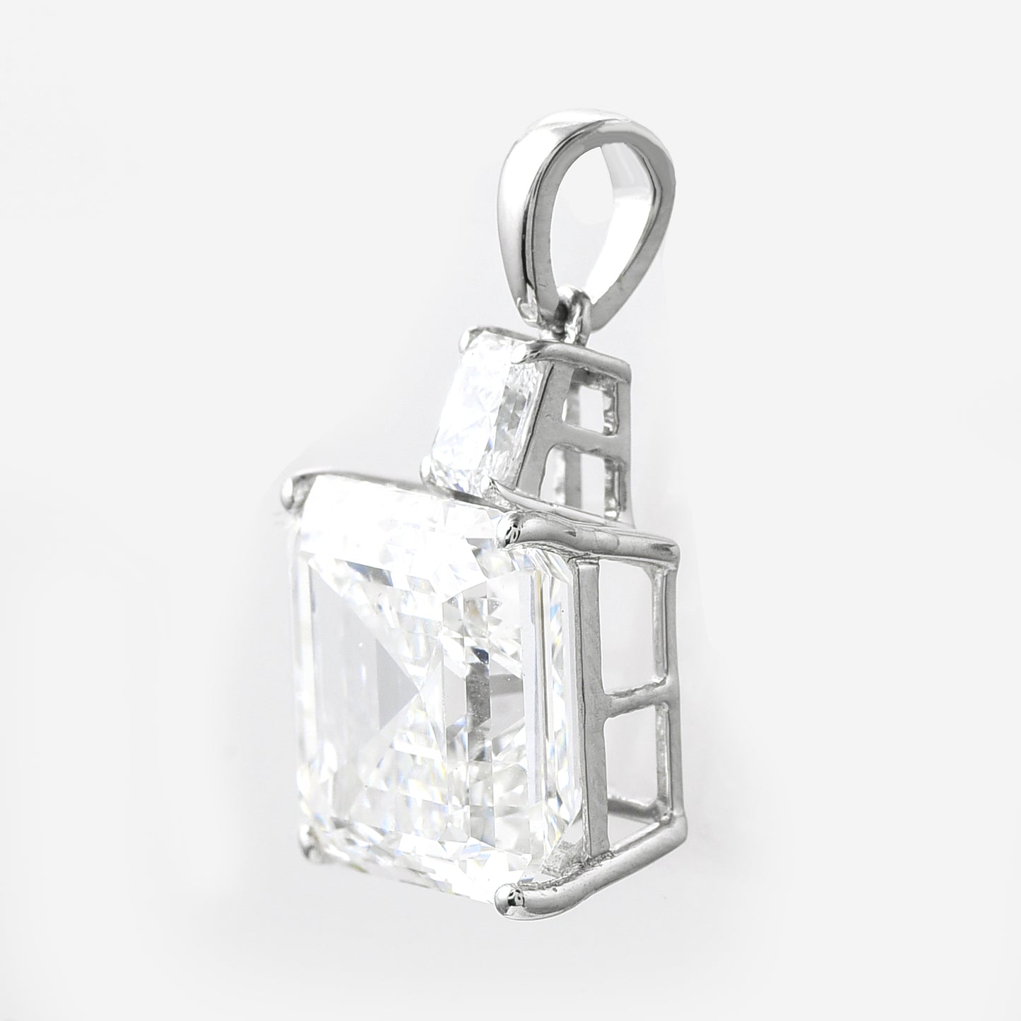 6.22 Ct Asscher Lab Grown Diamond 950 Platinum Pendant