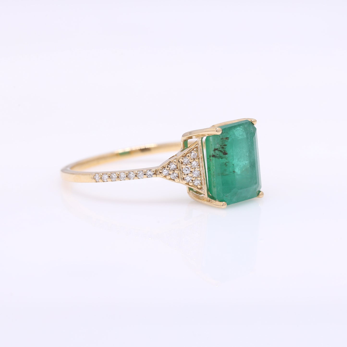 2.81 Ct Octagon Step Cut Natural Emerald 14K Gold Ring