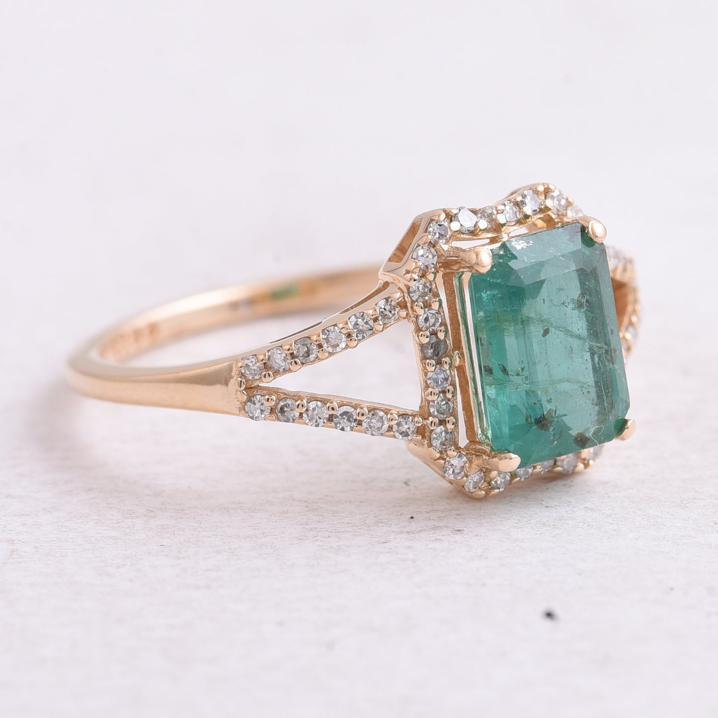 1.44 Ct Octagon Step Cut Natural Emerald 14K Gold Ring