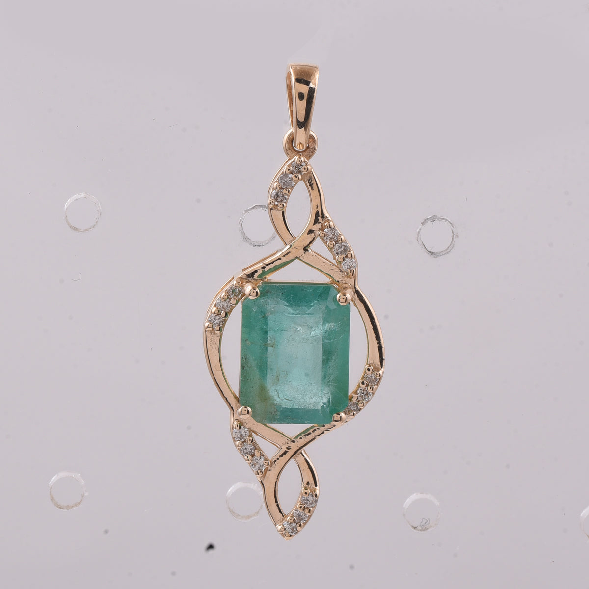 2.52 Ct Octagon Step Cut Natural Emerald 14K Gold Pendant