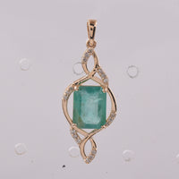 2.52 Ct Octagon Step Cut Natural Emerald 14K Gold Pendant