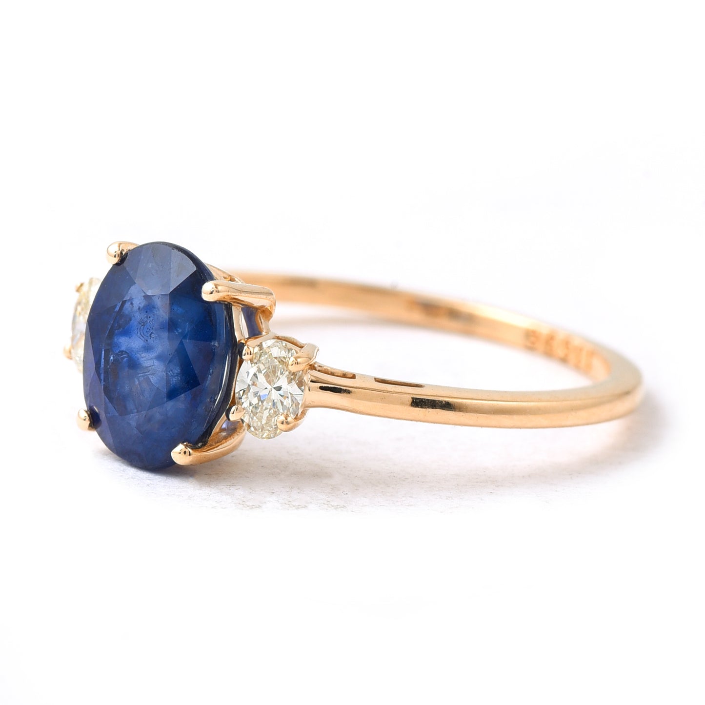 1.51 Ct Oval Mixed Cut Natural Sapphire 14K Gold Ring