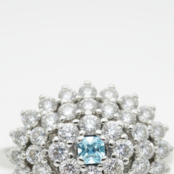 1.28 Ct Round Swiss Blue Topaz, Cubic Zirconia 925 Sterling Silver Ring
