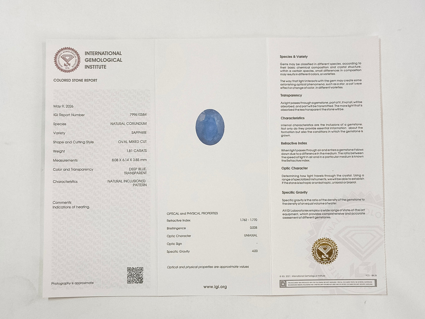 1.81 Natural Corundum Sapphire Oval Mixed Cut Gemstone