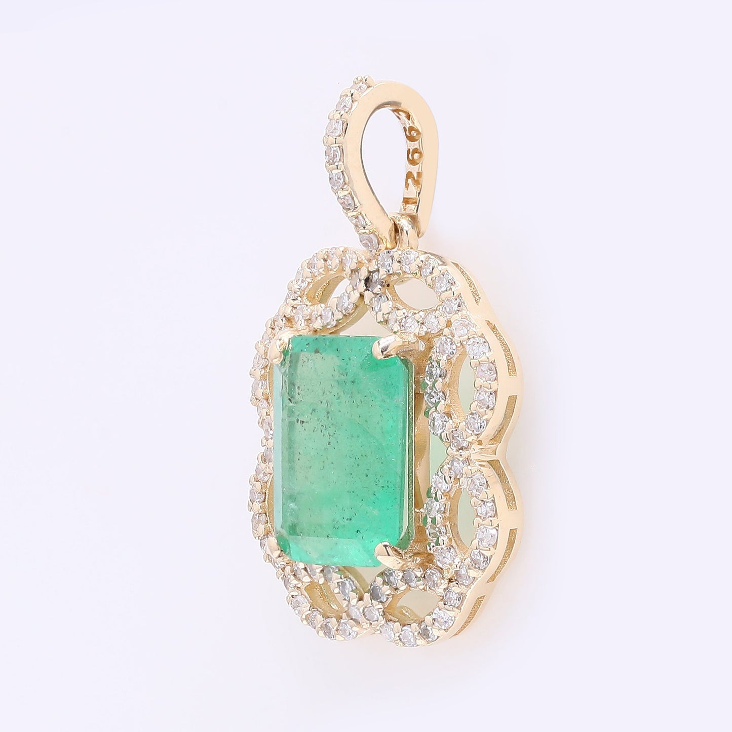 2.40 Ct Octagon Step Cut Natural Emerald 14K Gold Pendant