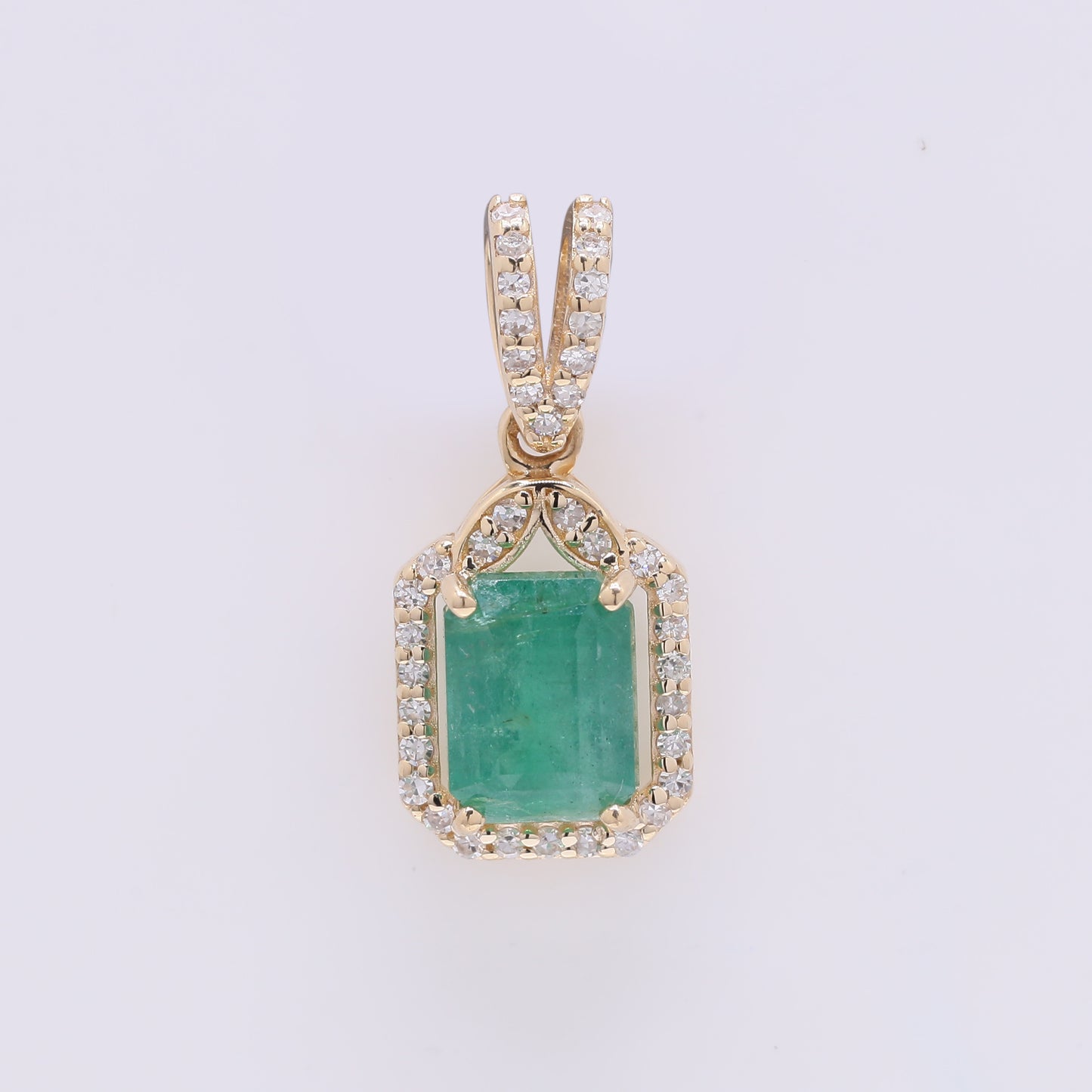 1.38 Ct Octagon Step Cut Natural Emerald 14K Gold Pendant