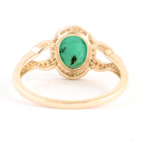 1.30 Ct Oval Cabochon Natural Beryl Emerald 14K Gold Ring