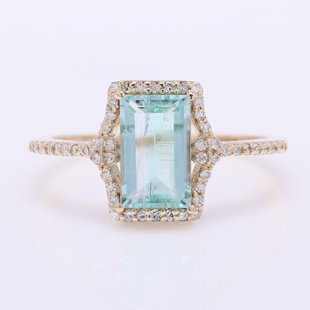 1.50 Ct Rectangle Step Cut Natural Emerald 14K Gold Ring